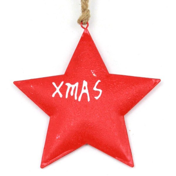 Χριστουγεννιάτικο Μεταλλικό Αστεράκι, Κόκκινο με "XMAS" (11cm)